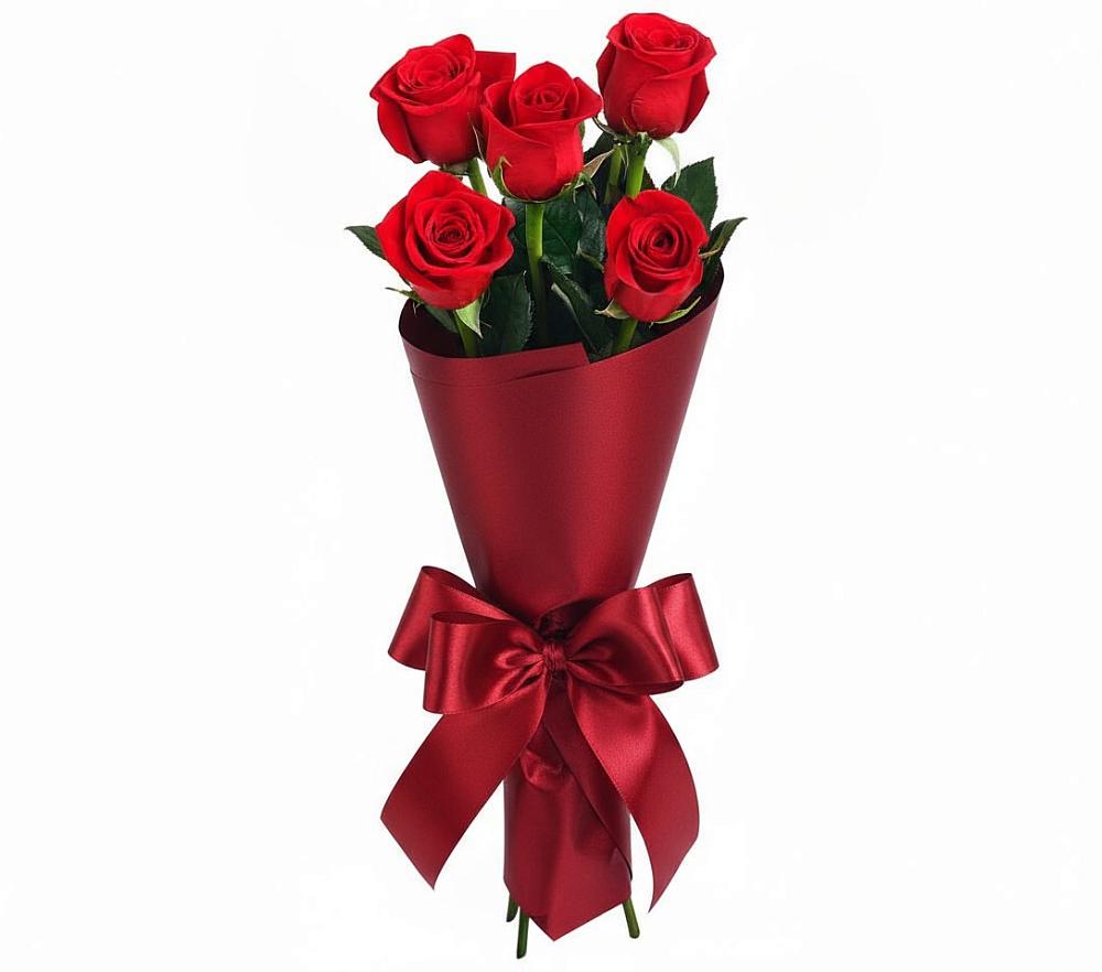 Букет 5 Красных роз Эдлесс Лав в Большом Сорокино