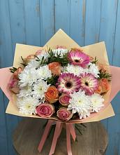 Букет цветов из:  Розы, Герберы и Хризантемы в Большом Сорокино