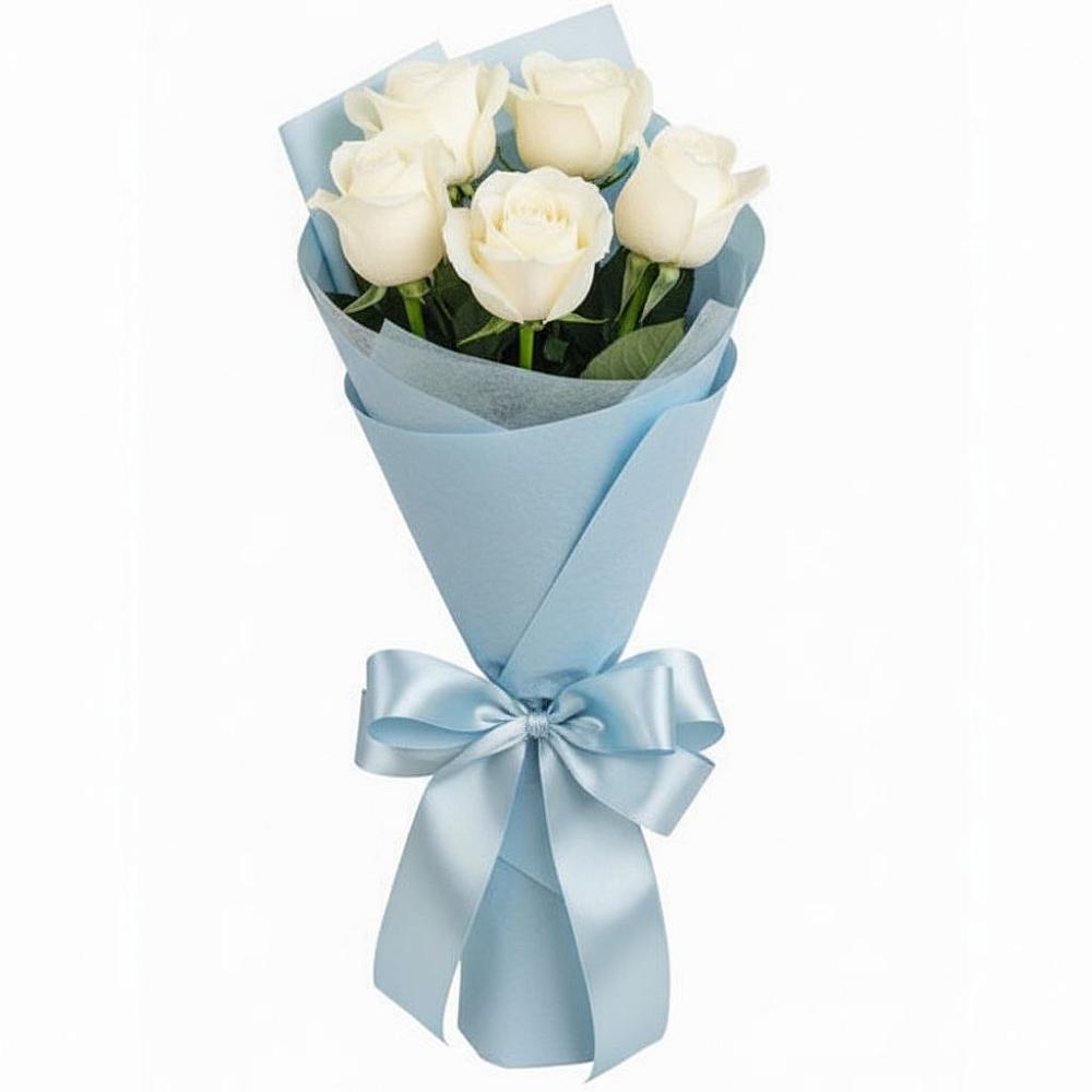 Букет 5 Белых роз Проуд в Большом Сорокино