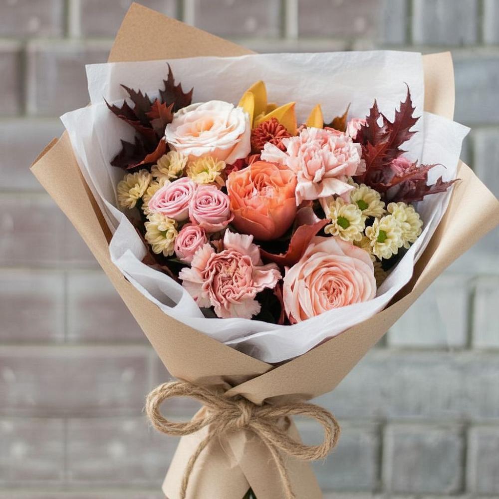 Букет цветов из: Гвоздики, Хризантемы и Розы в Большом Сорокино