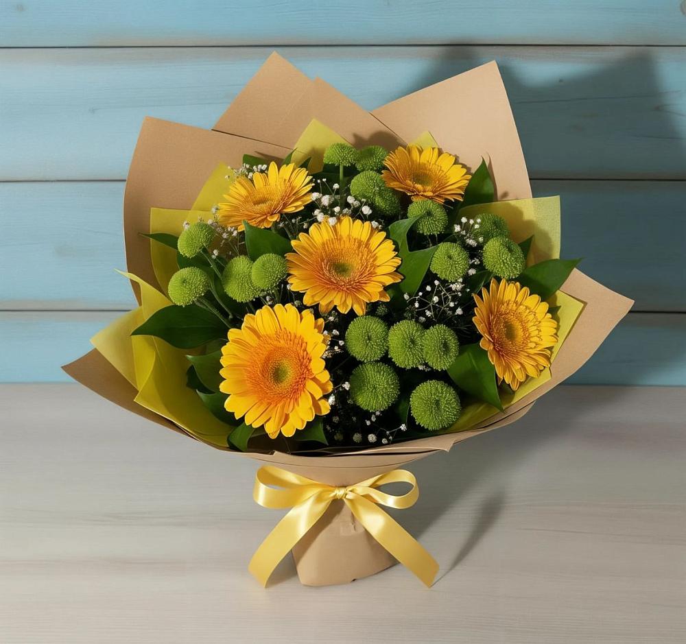 Букет цветов из: Герберы и Хризантемы в Большом Сорокино