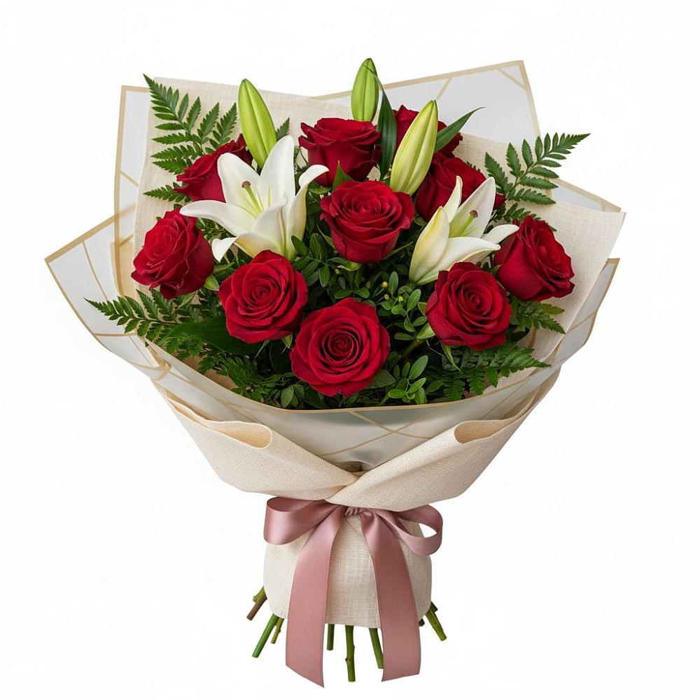 Букет цветов из: Лилии и Розы в Большом Сорокино