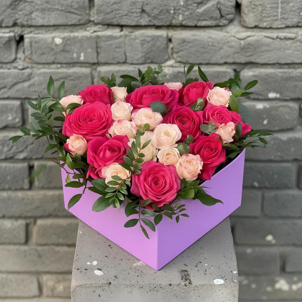 Цветочная композиция из Розы в коробке в Большом Сорокино