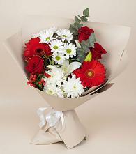 Букет цветов из:  Розы, Хризантемы, Герберы и Лилии в Большом Сорокино