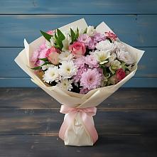 Букет цветов из:  Хризантемы, Альстромерии и Розы в Большом Сорокино