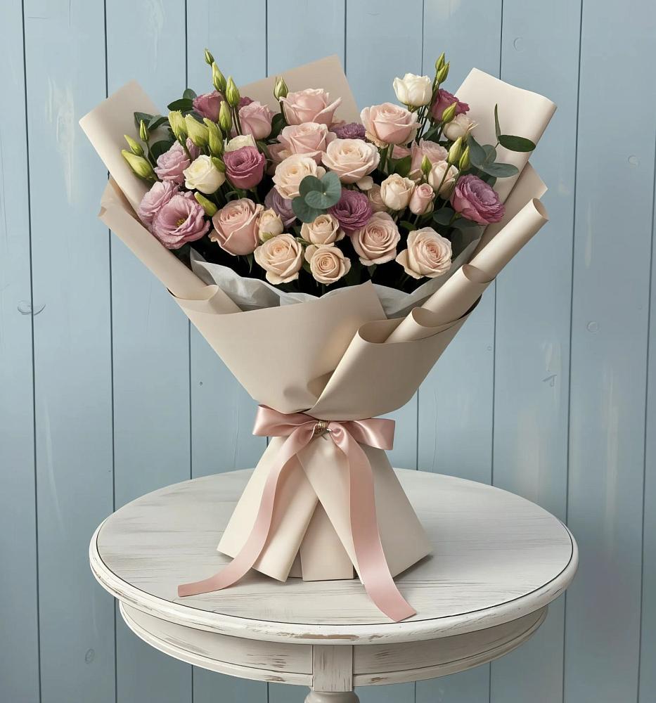 Букет цветов из: Розы и Лизиантусы в Большом Сорокино