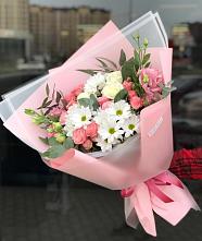 Букет цветов из:  Розы, Лизиантусы и Хризантемы в Большом Сорокино