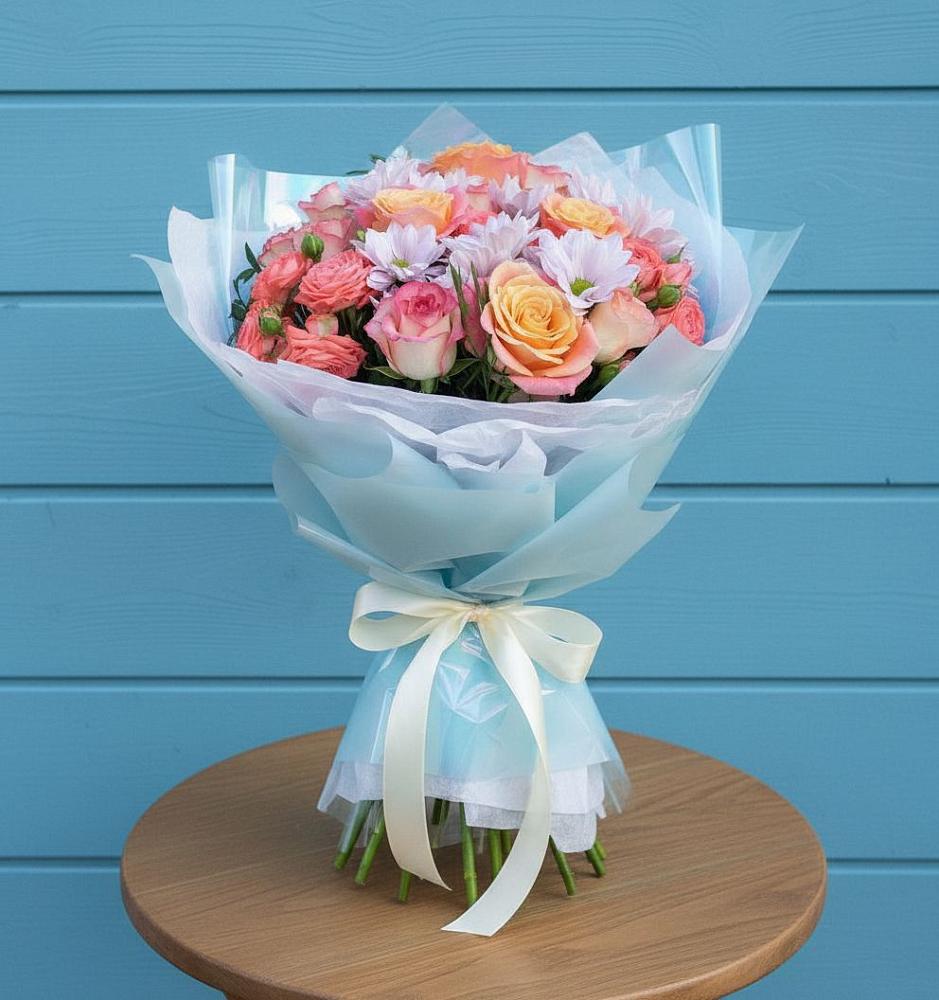 Букет цветов из: Хризантемы и Розы в Большом Сорокино