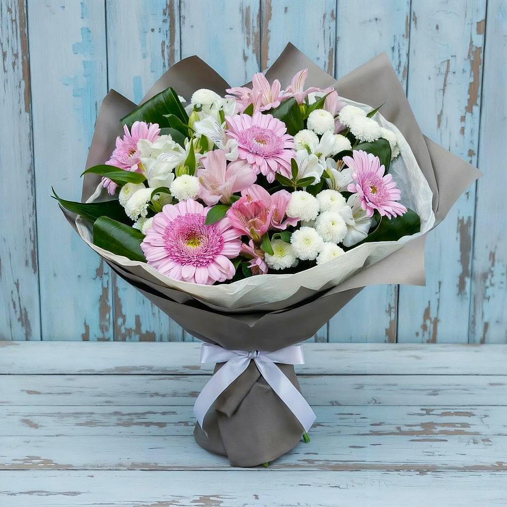 Букет цветов из: Герберы, Альстромерии и Хризантемы в Большом Сорокино